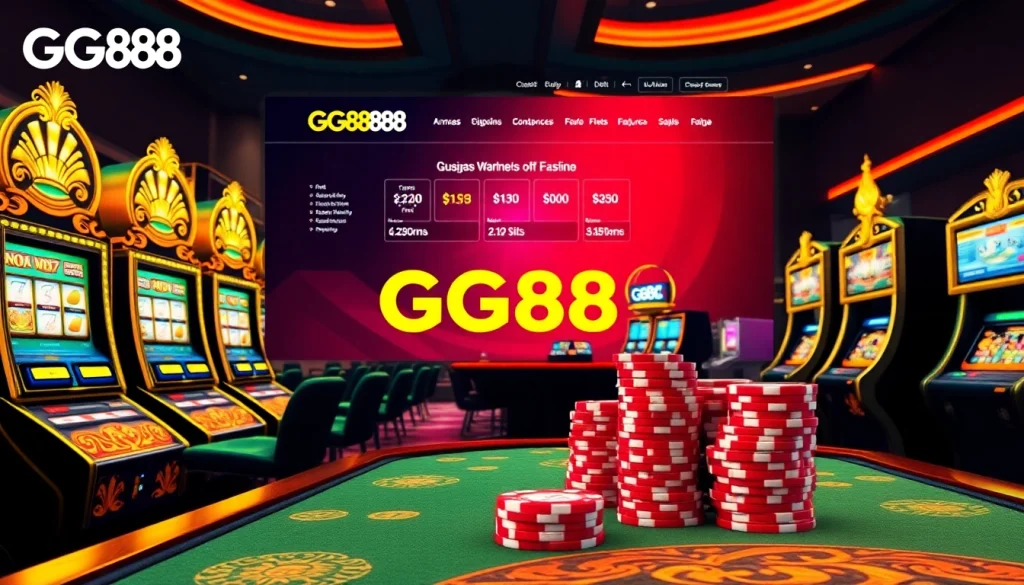 Experience the thrill of gambling at trang chủ GG88 with vibrant casino tables and slot machines.