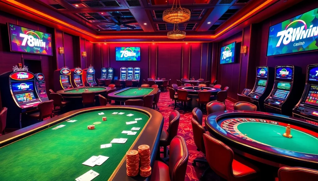 Experience the thrill at 78win with players enjoying high-energy games and sophisticated casino tables.
