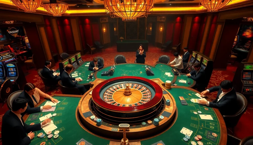 Experience the thrill of gaming at trang chủ jun88 with an exciting casino atmosphere showcasing roulette and card games.