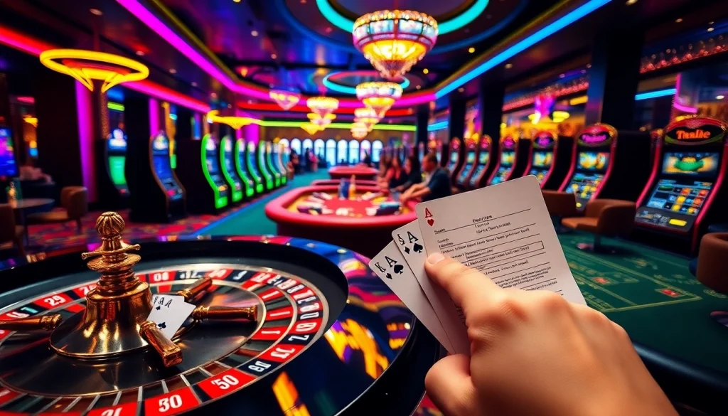 f168 players enjoying a dynamic casino environment with vibrant roulette and blackjack tables.