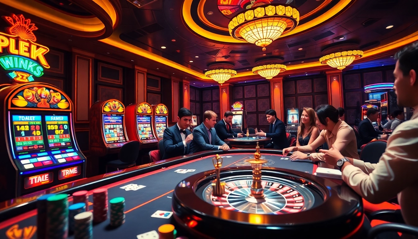 Experience the thrill of top 10 nhà cái uy tín as players engage in a lively casino scene, capturing the excitement of high-stakes gambling.
